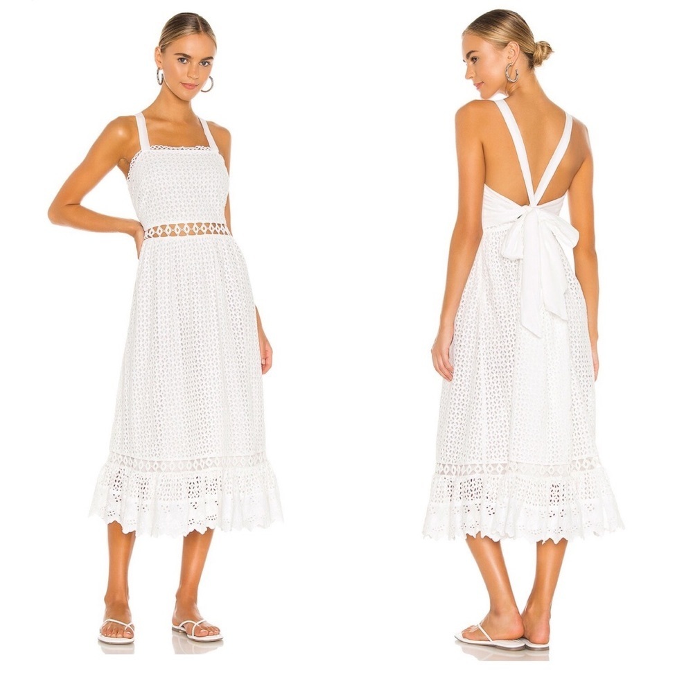 NWT Place Nationale Le Gayan Eyelet Maxi Dress in White